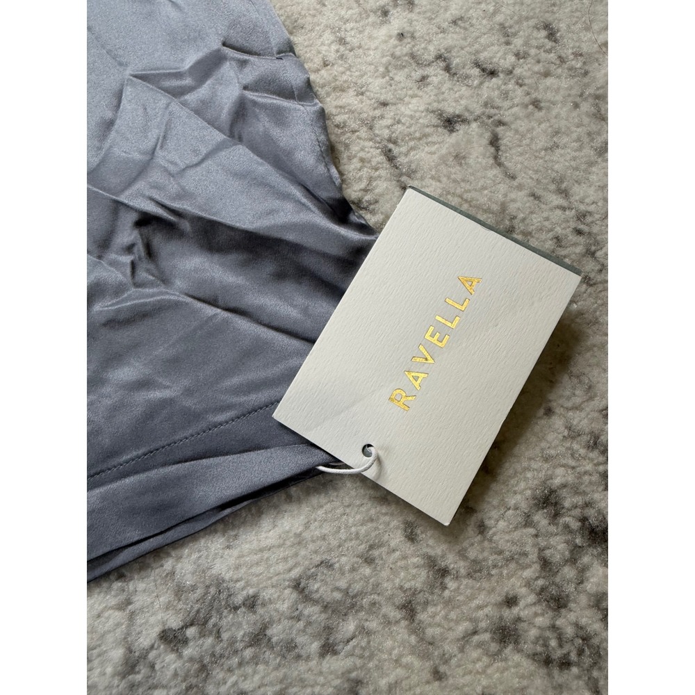 RAVELLA Blue Gray Wide Leg Pants 100% Pure Mulberry Silk Women's L-P NEW - Picture 3 of 9
